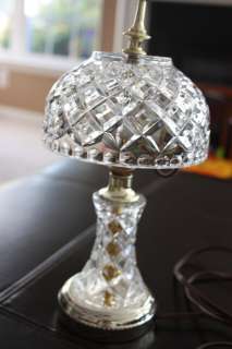 Antique Princess Lamp Lead Crystal & Brass Vintage Glass Light  