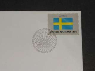 SWEDEN FLAG UN VALUED GENEVA CACHET COVER FDC 1983 NICE  