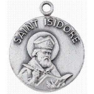  St. Isidore Sterling Silver Medal with 18 Inch Chain 