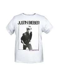 Justin Bieber White Photo style My World 2.0 Slim Fit T Shirt Size X 