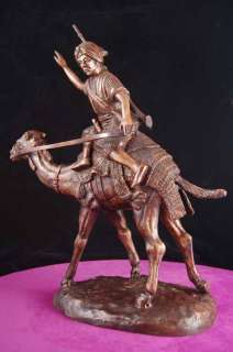 Camel Soldier Real Bronze Statue Arabian Desert  