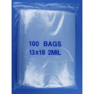  13 x 18, 2 Mil Clear Zip Lock Bags, Pack of 100 Office 