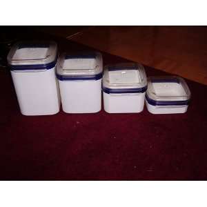  Tupperware Modular Mates Square White Canister with Easy 