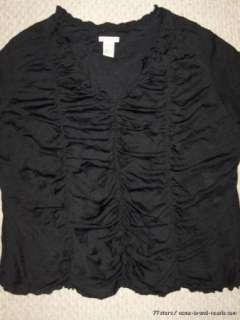 APOSTROPHE BLACK RUCHED DRESSY SHIRT WOMENS PLUS 24/26W  