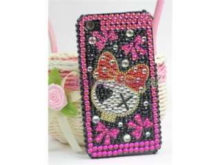 Black Pink Red Bow Rhinestone Crystal Hard Cover Case for Apple iPhone 