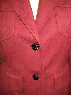 LES COPAINS Italy Red Wool/Leather Jacket Blazer 44 8 M  