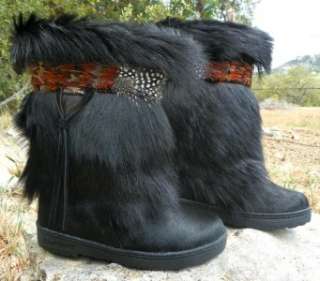   FUR Winter Sheepskin ApresSki Mukluk Boots Black 795240031005  