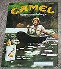 1985 CAMEL CIGARETTES AD Man Making Dug Out Canoe  