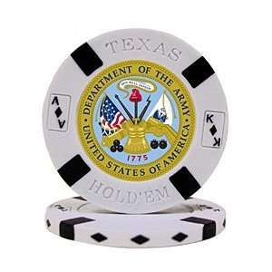ARMY Seal on White Big Slick Texas Holdem Poker Chip  