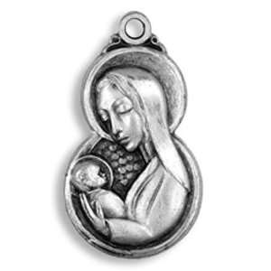   Plated Madonna and Child Medal Pendant Mother Virgin Mary Jesus Christ