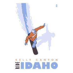   , Idaho, Stylized Snowboarder Premium Poster Print