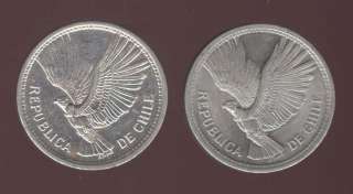 CHILE BEAUTIFUL SET 2 COINS 10 PESOS 1 CONDOR LOVELY  