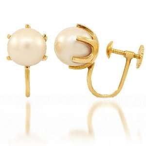    14K Yellow Gold Womens Pearl Earrings Avianne & Co Jewelry