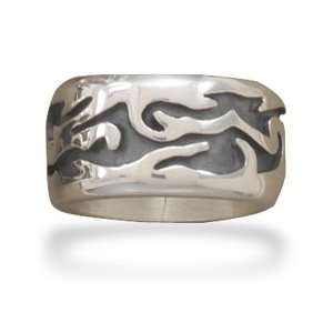   Silver Ring With Flame Design In Band Size 13 CleverSilver Jewelry