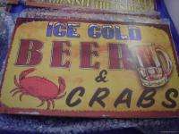   LOT OF 4 ICE COLD BEER SIGNS 1800s 1867 crabs vintage style best head