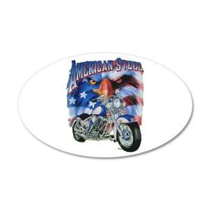   5x24.5O Wall Vinyl Sticker American Steel Eagle US Flag and Motorcycle