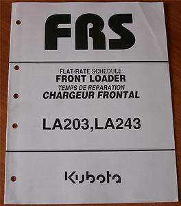 Kubota Flat Rate Schedule Front Loader LA203, LA243  