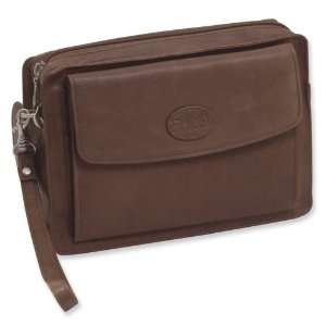  Brown Leather Fold Organizer Handbag Jewelry