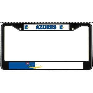  Azores Portugal Flag Black License Plate Frame Metal 