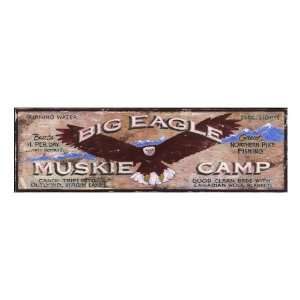 Customizable Big Eagle Muskie Camp Vintage Style Wooden Sign  
