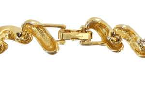 New Joan Rivers Gold Tone Link Ribbed Rhinestone Bracelet  