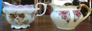 Antique Hand Painted RS PRUSSIA CHINA Floral Creamer  