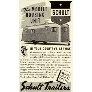 1942 Ad Schult Mobile Housing Unit Trailers Elkhart Indiana Uncle Sam 