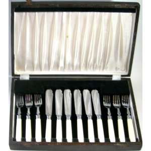  Vintage Stainless Chromium Plated Fish Flatware Set of 6 