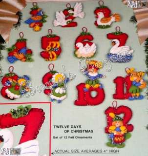 Bucilla 12 TWELVE DAYS OF CHRISTMAS Felt Ornaments Kit  
