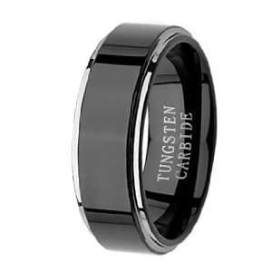   Top Two Tone Black Tungsten Carbide Ring Wedding Band (12) Jewelry