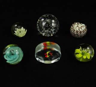 Vintage PAPERWEIGHT Art GLASS Lampwork PAPER Weight LILLY FLOWER Fish 