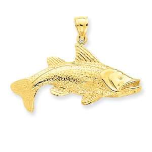  14k Gold Polished Open Backed Redfish Pendant Jewelry