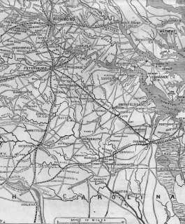 CIVIL WAR MAP, SEAT OF WAR IN VIRGINIA ROAD TO RICHMOND  