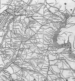 CIVIL WAR MAP, SEAT OF WAR IN VIRGINIA ROAD TO RICHMOND  