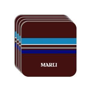 Personal Name Gift   MARLI Set of 4 Mini Mousepad Coasters (blue 