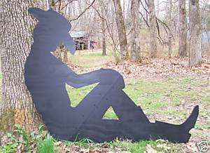 Black Silhouette Cowboy Resting Yard Decoration  