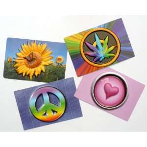   Flower Power Blank Postcards Notes   Set Of 4