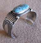 Navajo Jewelry   Cuff Bracelet Silver and Turquoise by 