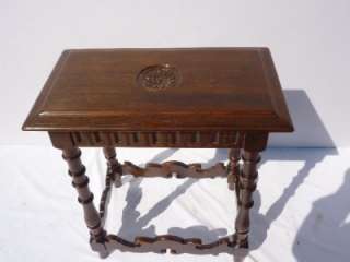 English Jacobean style solid walnut table , turn of C.  