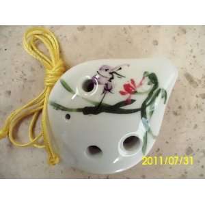  6 Holes Ceramic Ocarina Soprano C Key w. Garden Flower 