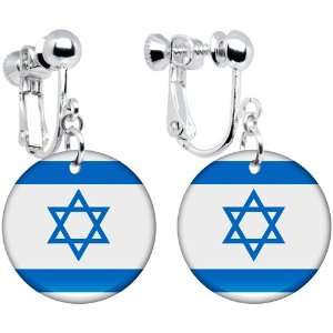Israel Flag Clip on Earrings