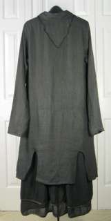 Cynthia Ashby OKeefe Linen Coat Dress Trout Gray Medium  
