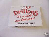 1984 Tulsa Drillers Baseball Pocket Schedule  