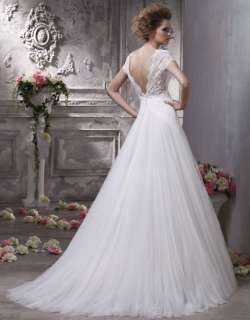   Wedding Dress 2012 Bridal Gown Lace Sleeve Tulle Skirt Size Free New