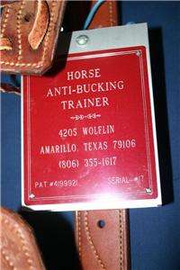 HORSE ANTI BUCKING TRAINER PAT #4199921 SERIAL #17 BY DR H.E 