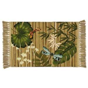  Bamboo Forest Dragonfly Tropical Leaves Mat Rug