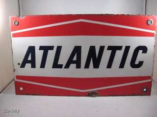 Vintage Porcelain Atlantic Oil Co Gas Station Pump Advertising Sign