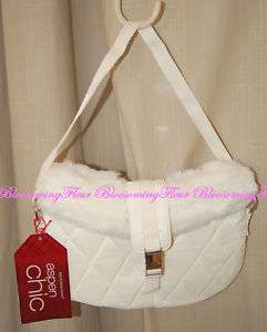 ASPEN CHIC Quilted Hand Bag Bath Body Works Faux Fur  