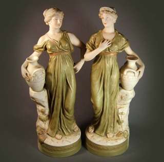 STUNNING LARGE PAIR of ROYAL DUX FIGURINES of NEO CLASSICAL WATER 