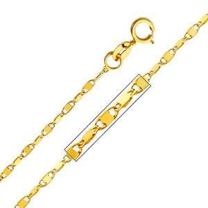 14K Yellow Gold 1.1mm Twisted Snail Chain Necklace with Spring ring 